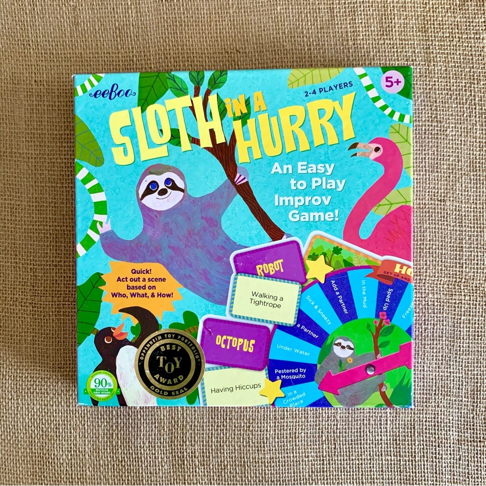 EEBOO Sloth in a Hurry Game Easy Award Winning Improv Game For Ages 5 +